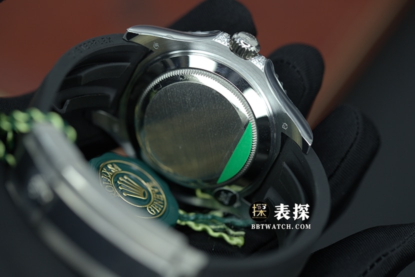JVS Yacht-Master Rolex watch men's black dial diamond rubber model caseback live photo
