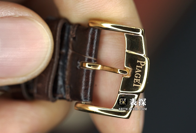 MKS men's Piaget watch white dialrose gold diamond leather strap model G0A36125clasplive photos