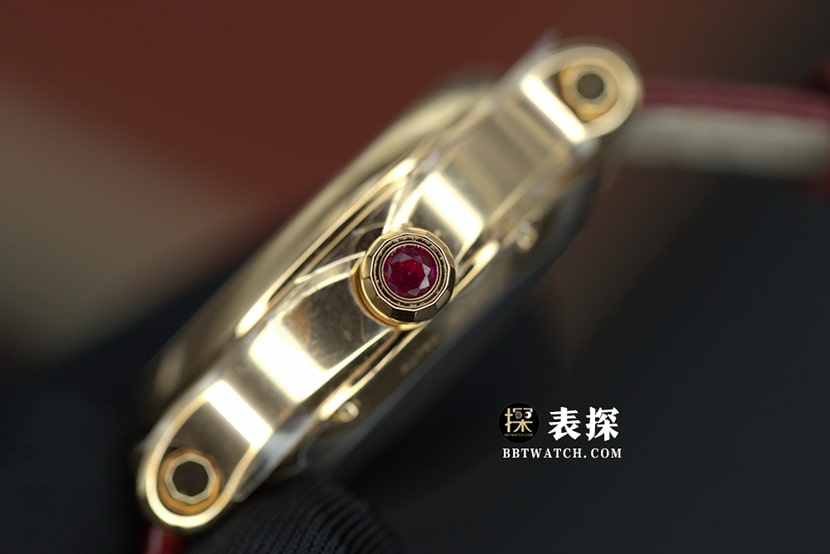 YF Happy Diamond Chopard1:1replica watch red mother-of-pearl disk rose gold8 smart diamondleather strap model 275378-5005side live photo