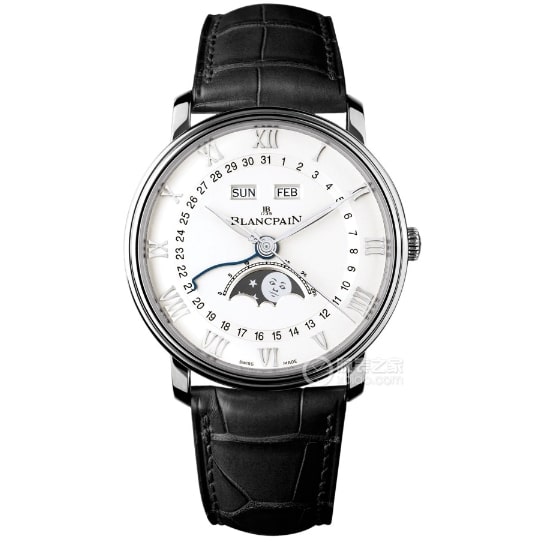 OM Classic Blancpain collectible watches silver and white disk moon phase strap models 6654-1127-55B