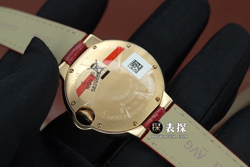 K3 blue balloon Cartier1:1replica watch silver gray plate rose gold diamond leather strap model WJBB0033caseback live photo