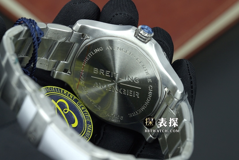 Avengers Breitling1:1replica watch blue dialsteel bracelet model A17318101C1A1caseback live photo
