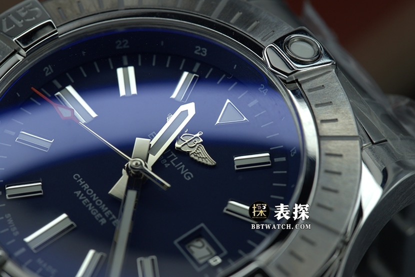 Avengers Breitling1:1replica watch blue dialsteel bracelet model A17318101C1A1front live photo