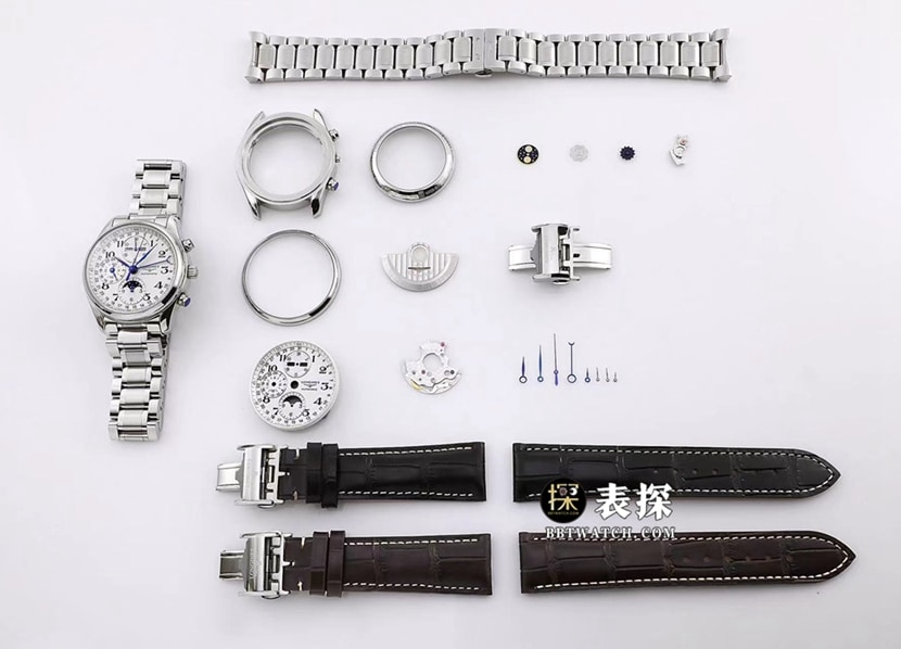 LGS watchmaking traditional Longines1:1replica watch silver dial wheat grain moon phasesteel bracelet model L2.673.4.78.6 parts live photos