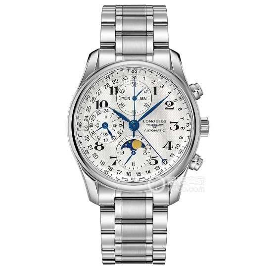 LGS watchmaking traditional Longines1:1replica watch silver dial wheat grain moon phasesteel bracelet model L2.673.4.78.6