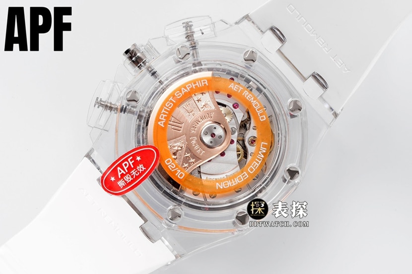 apf offshore watch,APF offshore Audemars Piguet1:1replica watch spartan red warrior rubber caseback live photo