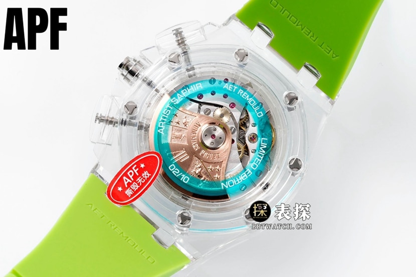 APF Offshore Audemars Piguet1:1replica Watch Game Cube Green Rubber Caseback Live Photo