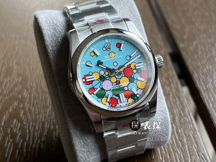 Rolex classic watch, krf Oyster Perpetual watch, front live photo