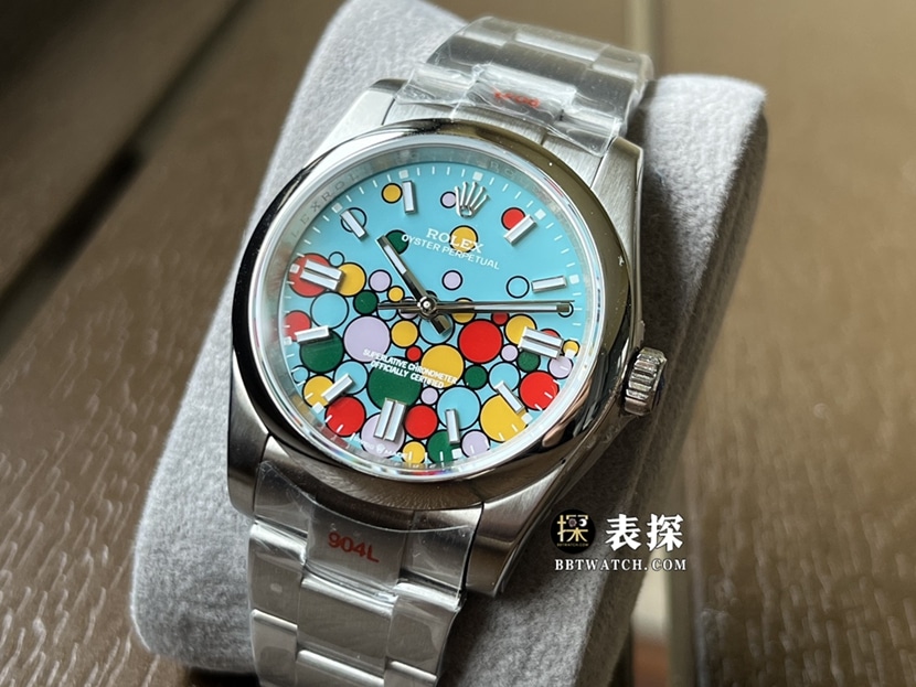 Rolex classic watch, krf Oyster Perpetual watch, front live photo