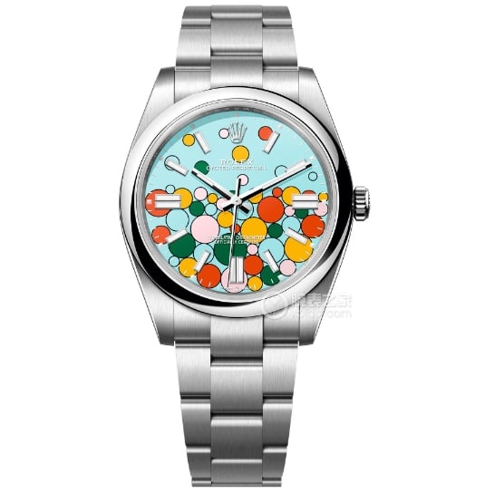 KRF Oyster Perpetual Rolex collectible watches Turquoise Blue Plate Color Balloon Face Rubber Model m126000-0009