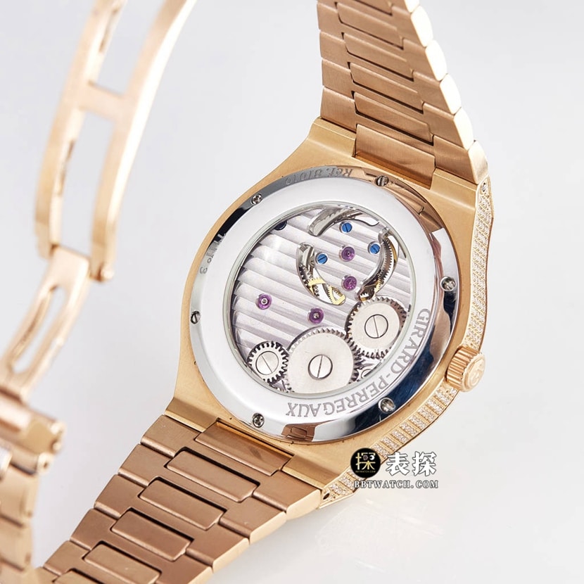 MTF Laurel Girard-Perregaux watch silver gray plate rose goldsteel bracelet clasplive photos