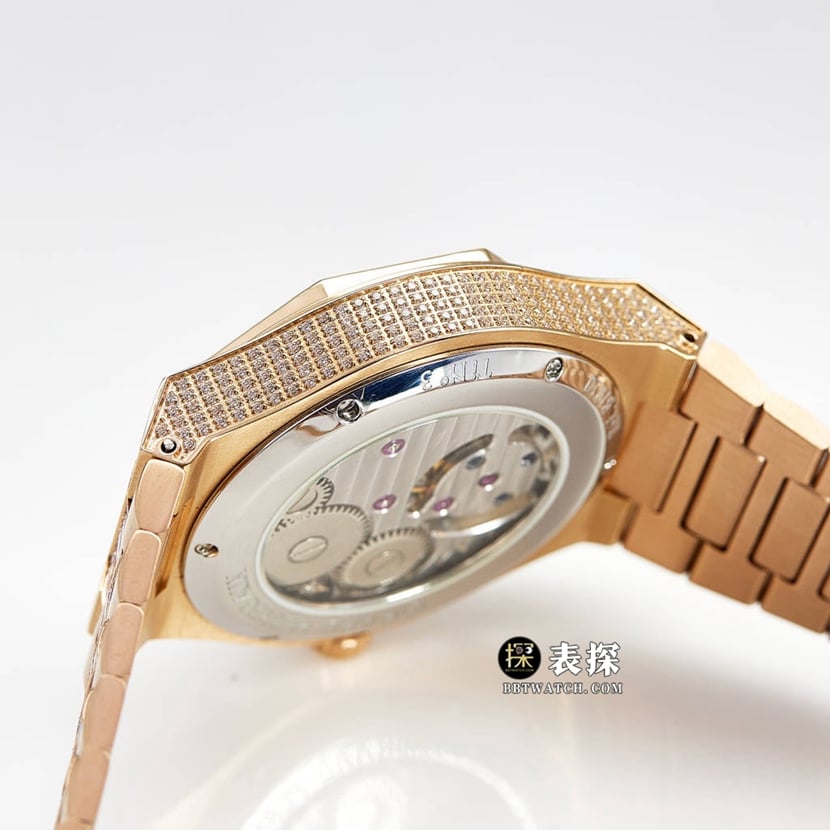 MTF Laurel Girard-Perregaux watch silver gray plate rose goldsteel bracelet model side live photo