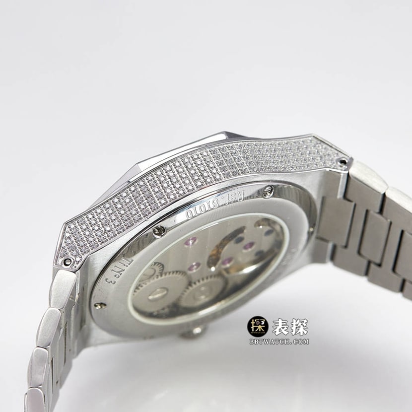 MTF Laurel Girard-Perregaux watch silver white dial diamond steel bracelet model side live photo