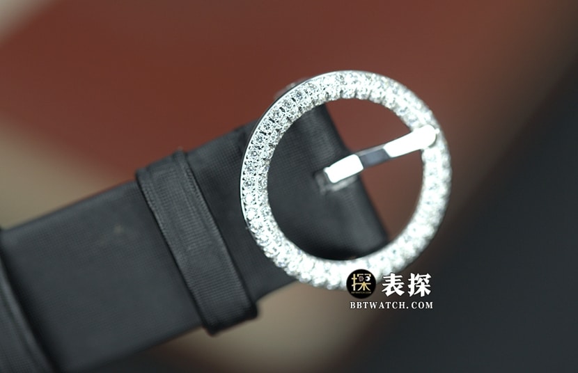 High jewelry Chanel1:1replica watch black dial camellia pattern satin silk model H3096clasplive photos