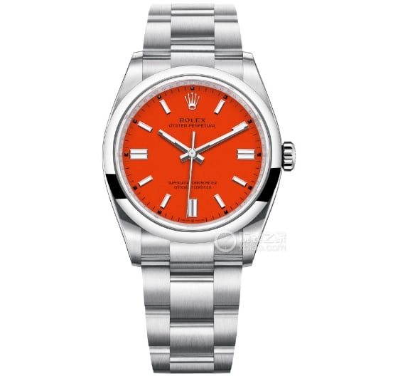 EW Oyster Perpetual Rolex collectible watches coral red disk 31MM steel strap models m277200-0008