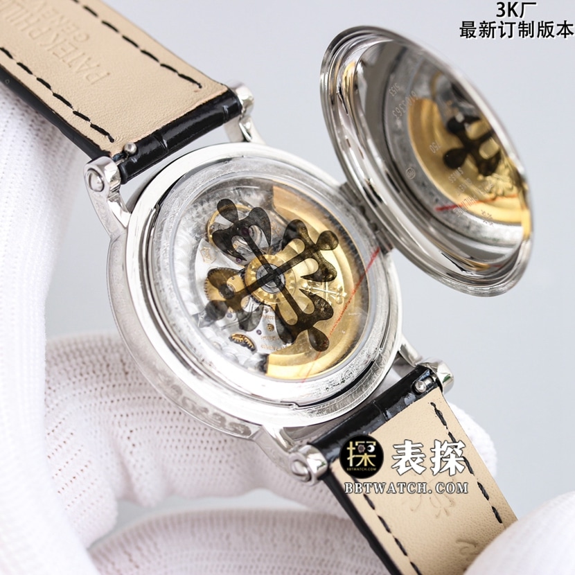 3K Classic Patek Philippe1:1replica watch silver white dialleather strap model 5153G-010movement picture