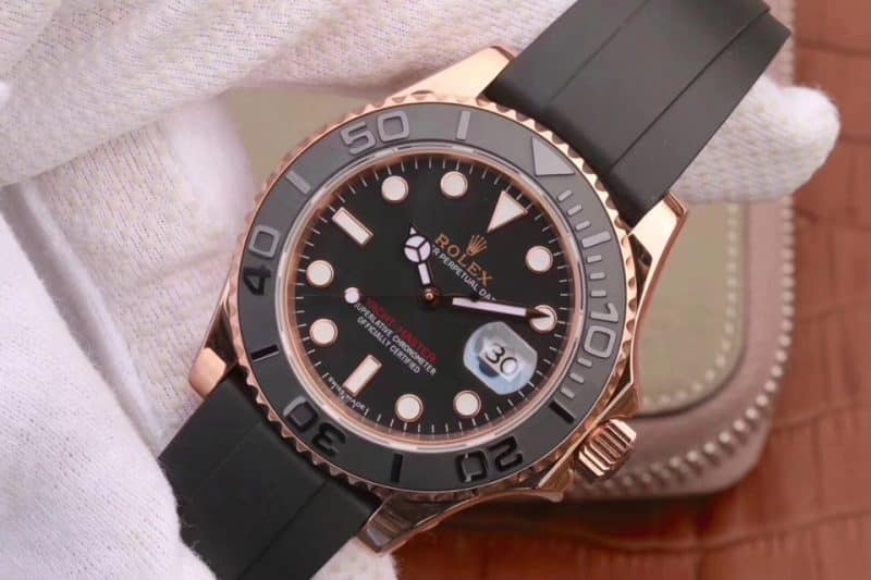 V9Rolex Gold Yacht-Master Series 116655 Watch Authenticity and Fake Review Front View