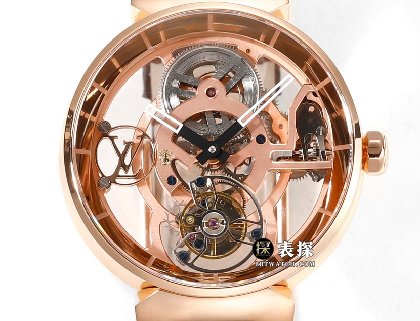 RM Men's Louis Vuitton collectible watches Skeleton Disk Tourbillon Rose Gold Belt Model Front Actual Photos