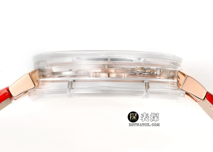 RM men's Louis Vuitton watch hollow plate tourbillon red leather strap model side live photo