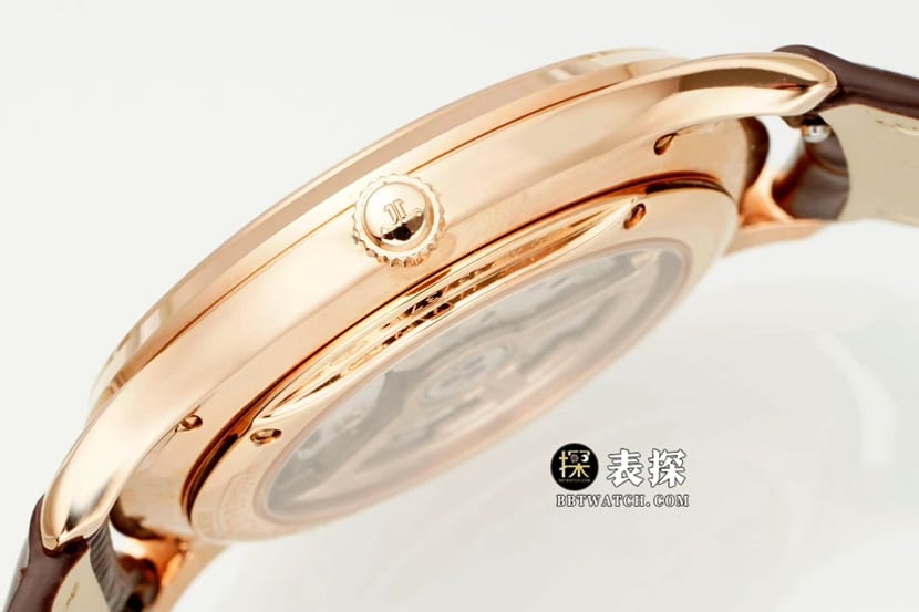 IM master Jaeger-LeCoultre1:1replica watch men's eggshell yellow plate rose goldleather strap model 1232510side live photo