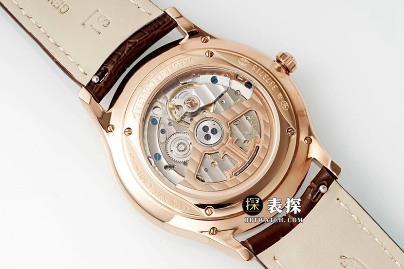 IM master Jaeger-LeCoultre1:1replica watch men's eggshell yellow plate rose goldleather strap model 1232510caseback live photo
