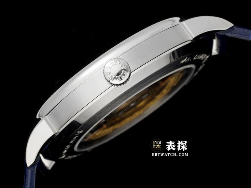 F8 Saxony Lange watch blue dial leather strap model 205.086side live photo