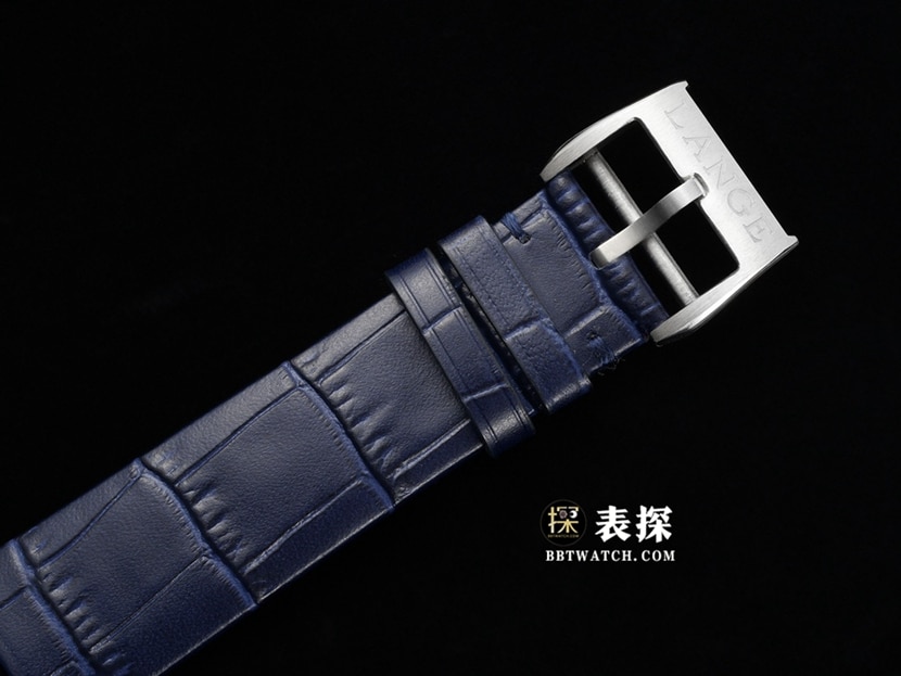 F8 Saxony Lange watch blue dial leather strap model 205.086clasplive photos