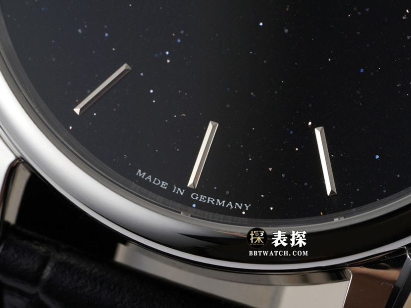 F8 Saxony Lange watch men's black aventurine plate leather strap model front live photo