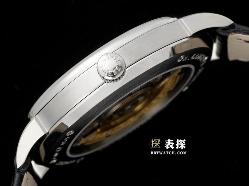 F8 Saxony Lange watch men's black aventurine plate leather strap model side live photo