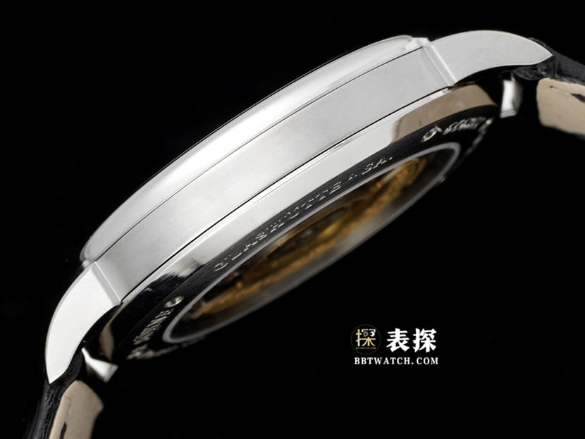 F8 Saxony Lange watch men's black aventurine plate leather strap model side live photo