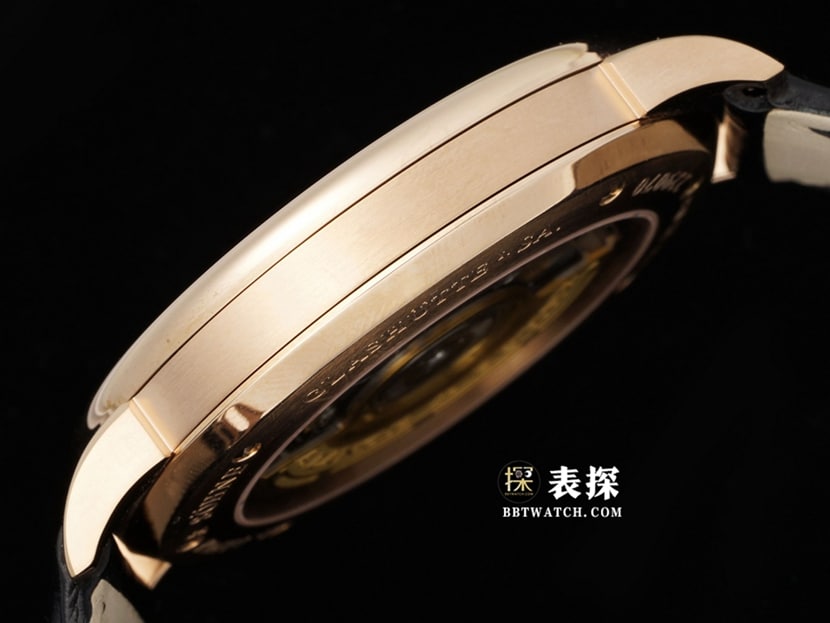 F8 Saxony Lange watch men's black aventurine disc rose goldleather strap model side live photo