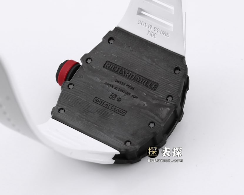 BBR RM 35-01Richard Mille1:1replica watch men's black dial white rubber caseback live photo