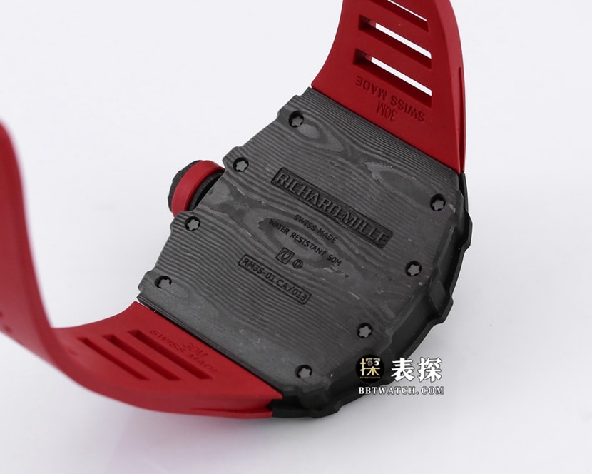 BBR RM 35-01Richard Mille1:1replica watch men's black dial red rubber caseback live photo