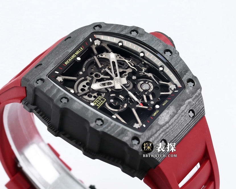 BBR RM 35-01Richard Mille1:1replica watch men's black dial red rubber front live photo