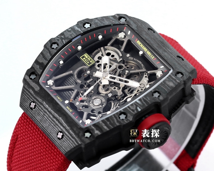 BBR RM 35-01Richard Mille1:1replica watch men's black dial red Velcro bracelet front live photo