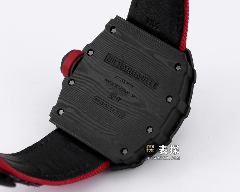 BBR RM 35-01Richard Mille1:1replica watch men's black dial red Velcro braceletcaseback live photo