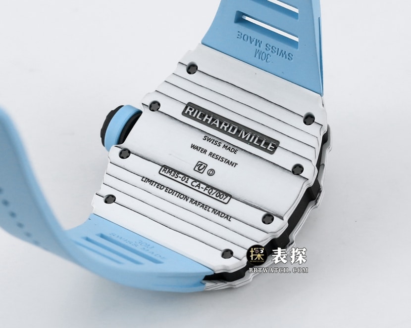 BBR RM 35-01Richard Mille1:1replica watch men's black dial blue rubber caseback live photo