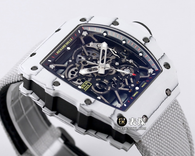 BBRRM 35-01Richard Mille1:1replica watch men's black dial gray Velcro bracelet front live photo