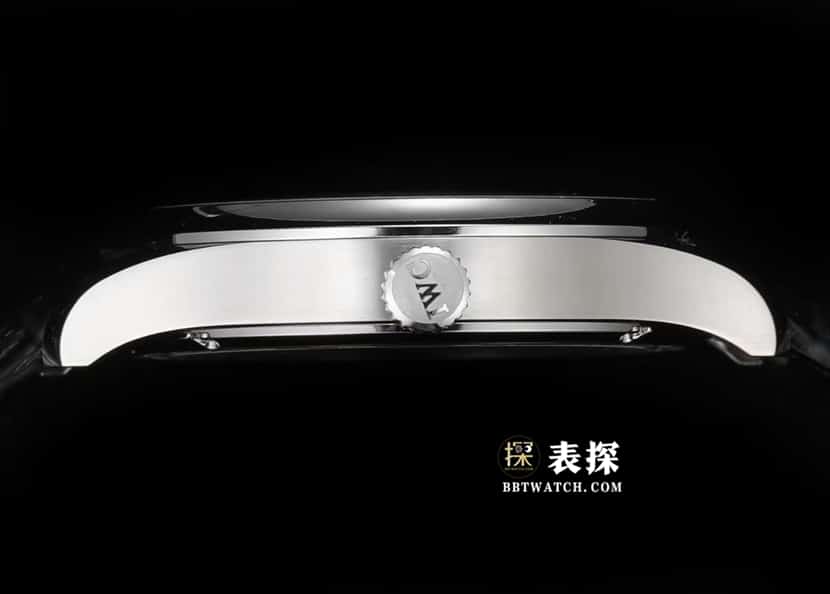 Portuguese IWC1:1replica watch men's silver white dialtourbillonleather strap model side live photo