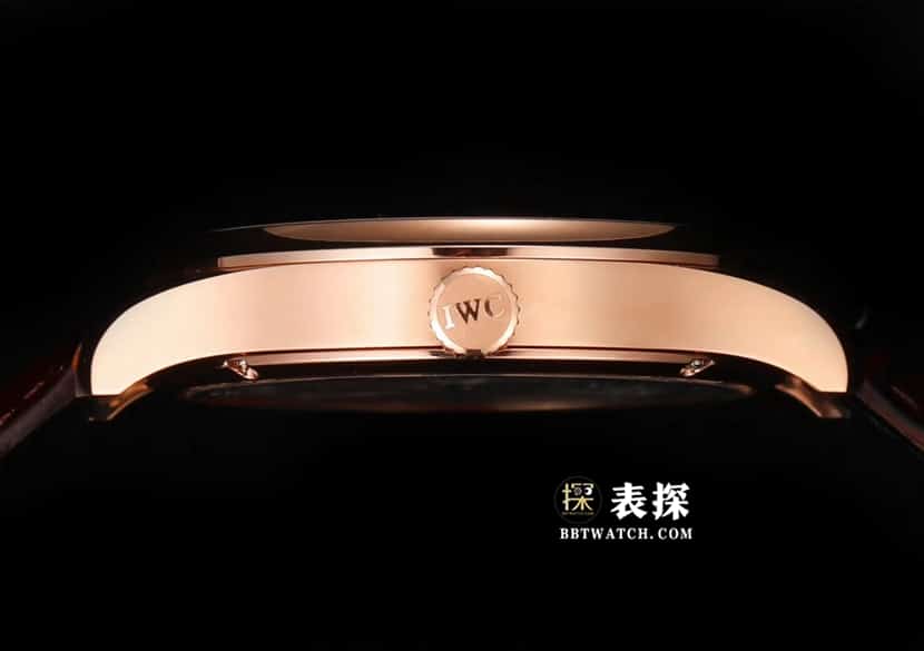Portuguese IWC1:1replica watch white dialtourbillonrose goldleather strap model IW545801side live photo
