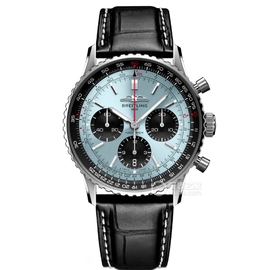 BLS aviation chronograph1Breitling1:1replica watch men's ice blue dialleather strap model AB0138241C1P1