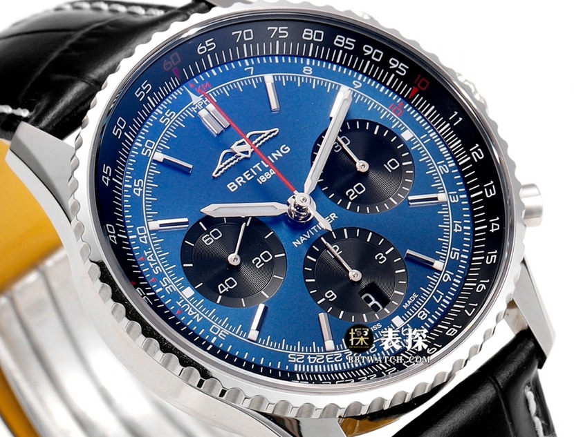 BLS Aviation Chronograph 1 Breitling collectible watches Men's Blue Plate Belt Model AB0139241C1P1 Front Actual Picture