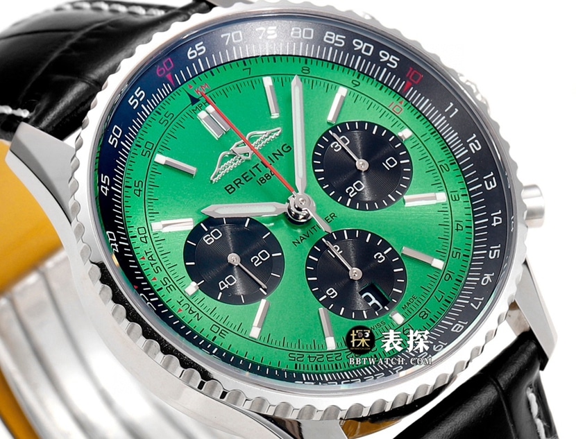 BLS Aviation Chronograph 1 Breitling collectible watches mint green disk belt model AB0138241L1P1 front real picture