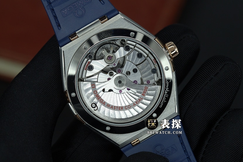 VS Constellation Omega1:1replica watch blue dialleather strap model 131.23.41.21.03.001caseback live photo