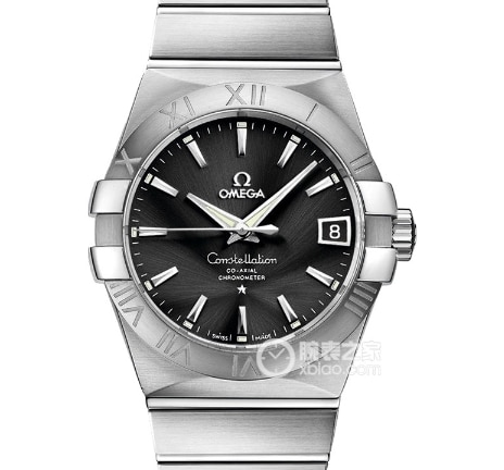 VS Constellation Omega collectible watches Black Plate Steel Strap Model 123.10.38.21.01.001