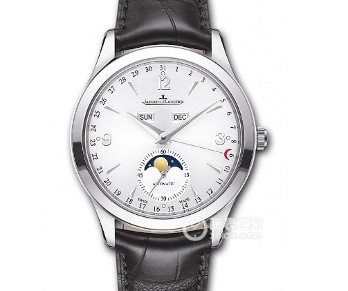 AG Master Jaeger-LeCoultre collectible watches Silver Gray Disk Moon Phase Belt Model 1258420