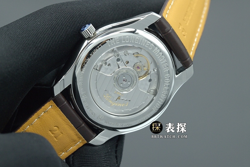 APS factory watch traditional Longines1:1replica watch silver white dialleather strap model L2.909.4.78.3caseback live photo