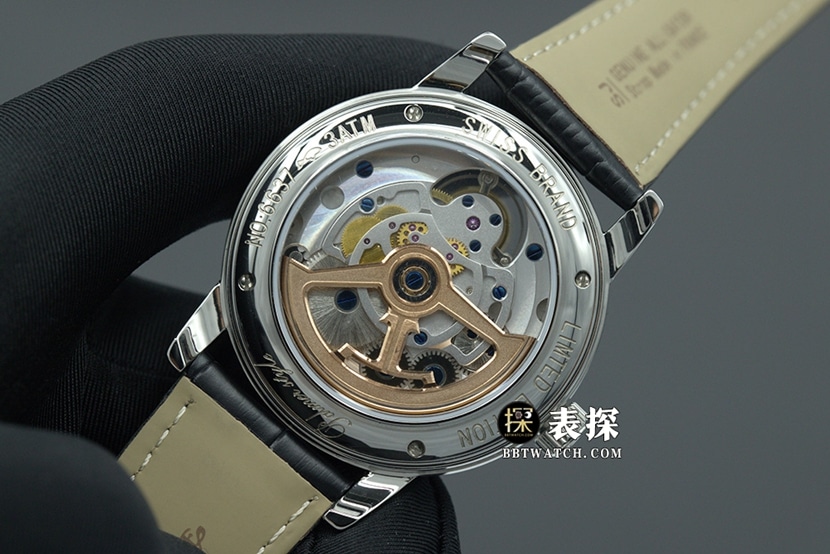 R8 factory master Jaeger-LeCoultre1:1replica watch silver gray plate tourbillonleather strap model 5086420caseback live photo