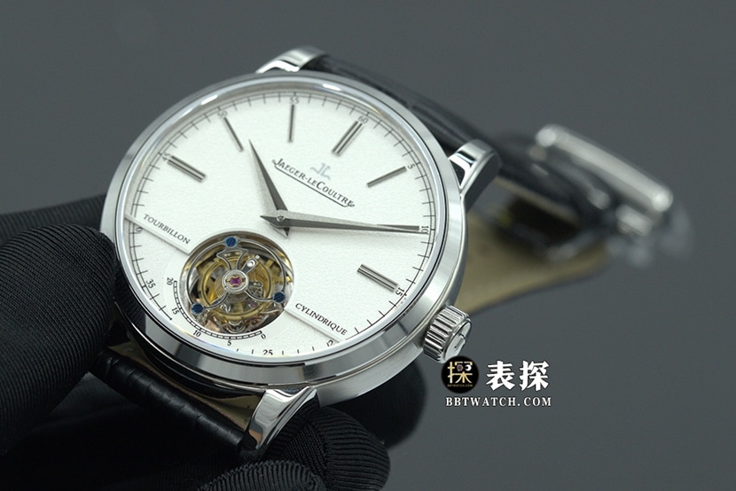R8 factory master Jaeger-LeCoultre1:1replica watch silver gray plate tourbillonleather strap model 5086420front live photo