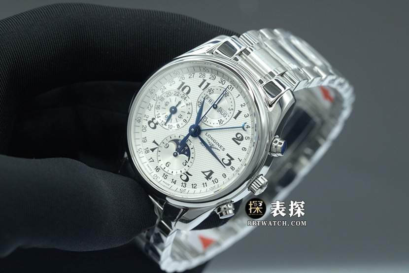 KL factory watch traditional Longines watch silver dial wheat grain pattern blue steel hands steel bracelet model L2.673.4.78.6 overall live photos